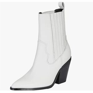 New ALDO White Women's Cowboy Western Ankle Boot with Block Heel Sz. 8